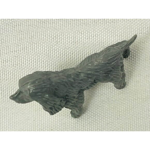 Vintage Toy Cocker Spaniel Dog Figurine Solid Hard Acrylic Plastic Gray 1x1 Inch - Picture 4 of 8